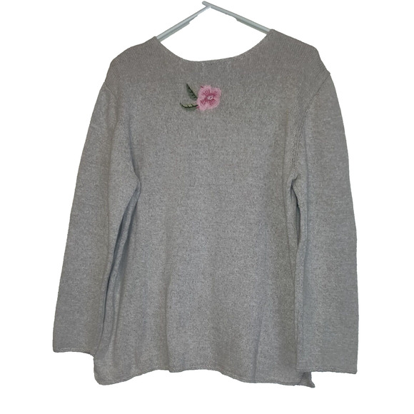 Appleseeds Sweater Linen Blend Oatmeal Beige Limited Edition Embroidery Sz XL - Picture 12 of 16